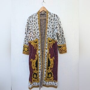 MaxSport Fuzzy Long Duster Open Cardigan Sweater Pockets Women's Size Medium